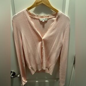 Loft Blush Pink Eyelash Lace Cardigan